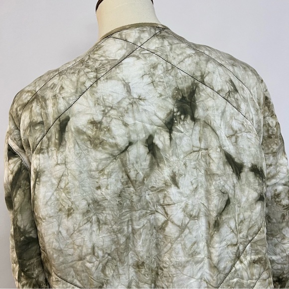Anthropologie Marrakech Quilt Jacket Bomber Coat Olive Green Tie-Dye Medium $188 - Picture 8 of 10